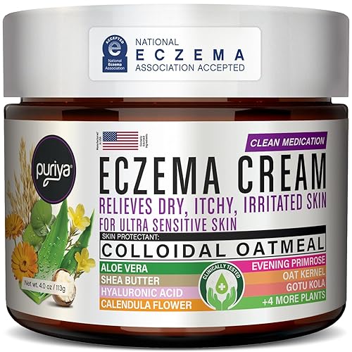 PURIYA 5-IN-1 ECZEMA CREAM FOR KIDS ADULTS, COLLOIDAL OATMEAL LOTION FOR DRY, ITCHY SKIN RELIEF