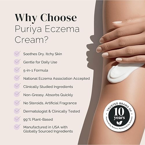 PURIYA 5-IN-1 ECZEMA CREAM FOR KIDS ADULTS, COLLOIDAL OATMEAL LOTION FOR DRY, ITCHY SKIN RELIEF