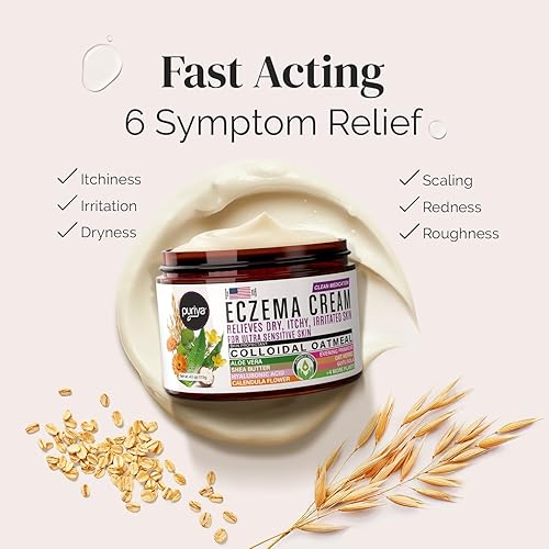 PURIYA 5-IN-1 ECZEMA CREAM FOR KIDS ADULTS, COLLOIDAL OATMEAL LOTION FOR DRY, ITCHY SKIN RELIEF