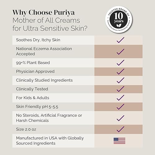 PURIYA ECZEMA CREAM 2OZ NEA ACCEPTED, COLLOIDAL OATMEAL, FRAGRANCE-FREE, ITCHY DRY SKIN RELIEF