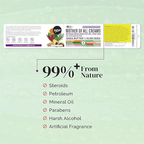 PURIYA ECZEMA CREAM 2OZ NEA ACCEPTED, COLLOIDAL OATMEAL, FRAGRANCE-FREE, ITCHY DRY SKIN RELIEF