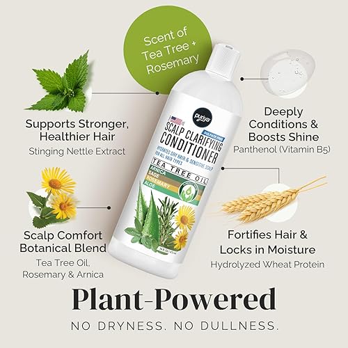 PURIYA SULFATE-FREE CONDITIONER WITH TEA TREE OIL FOR DRY, ITCHY SCALP DAMAGED HAIR, 16OZ