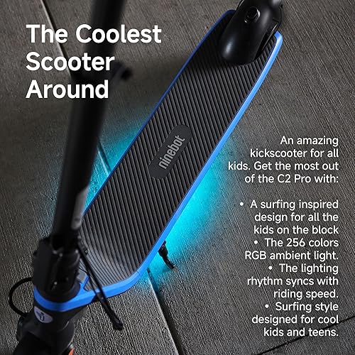 SEGWAY NINEBOT EKICKSCOOTER C2 PRO KIDS ELECTRIC SCOOTER, ADJUSTABLE HEIGHT, 6-14 YRS, 132 LBS, UL C