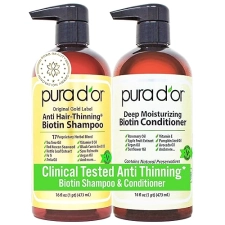 PURA DOR BIOTIN SHAMPOO CONDITIONER SET 16OZ ANTI-THINNING, THICKER HAIR, CLINICALLY TESTED