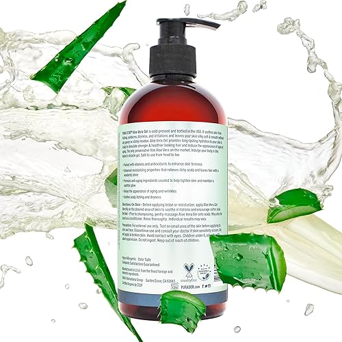 ORGANIC ALOE VERA GEL 16OZ WITH LAVENDER NATURAL HYDRATION FOR SKIN HAIR, SUNBURN ECZEMA RELIEF