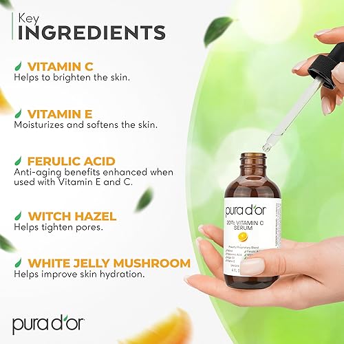 PURA DOR 20 VITAMIN C SERUM 4OZ ANTI-AGING FACE EYE TREATMENT WITH RETINOL HYALURONIC ACID
