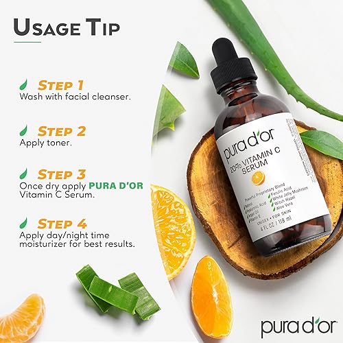 PURA DOR 20 VITAMIN C SERUM 4OZ ANTI-AGING FACE EYE TREATMENT WITH RETINOL HYALURONIC ACID
