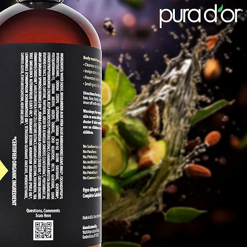 PURA D OR 8-IN-1 MEN S HAIR BODY WASH, SULFATE-FREE CLEANSER WITH ALOE, CEDARWOOD LEMONGRASS, 24OZ