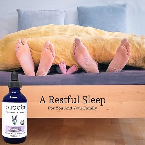 PURA DOR ORGANIC LAVENDER ESSENTIAL OIL 4OZ 100 PURE FOR HAIR, SKIN, DIFFUSER, MASSAGE