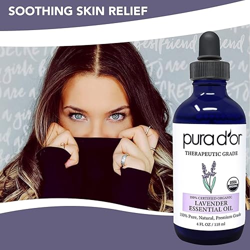 PURA DOR ORGANIC LAVENDER ESSENTIAL OIL 4OZ 100 PURE FOR HAIR, SKIN, DIFFUSER, MASSAGE