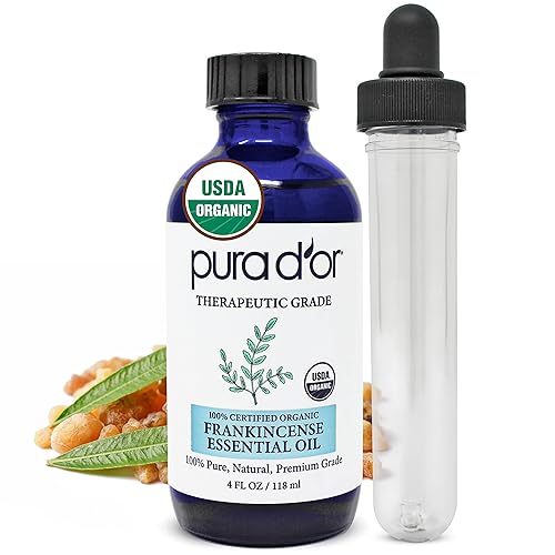 PURA DOR ORGANIC FRANKINCENSE ESSENTIAL OIL 4OZ PURE THERAPEUTIC GRADE FOR SKIN, HAIR, DIFFUSER