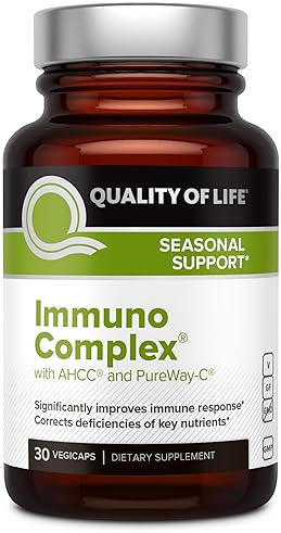 QUALITY OF LIFE IMMUNO COMPLEX WITH AHCC MUSHROOM EXTRACT, VITAMIN C, D3, ZINC COPPER FOR IMMUNE SUPPORT