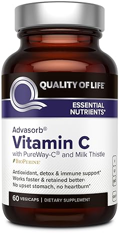 QUALITY OF LIFE ADVASORB VITAMIN C SUPPLEMENT 1000MG 60 VEGICAPS, HIGH ABSORPTION, IMMUNE SUPPORT