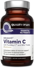 QUALITY OF LIFE ADVASORB VITAMIN C SUPPLEMENT 1000MG 60 VEGICAPS, HIGH ABSORPTION, IMMUNE SUPPORT
