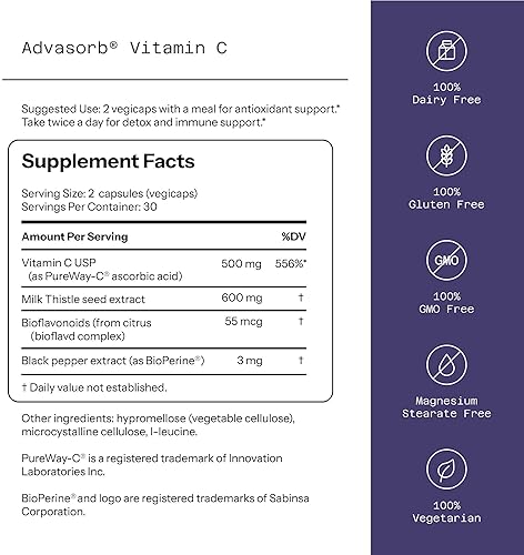QUALITY OF LIFE ADVASORB VITAMIN C SUPPLEMENT 1000MG 60 VEGICAPS, HIGH ABSORPTION, IMMUNE SUPPORT