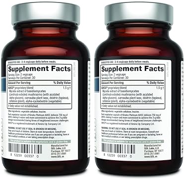 QUALITY OF LIFE AHCC KINOKO PLATINUM 750MG IMMUNE SUPPORT SUPPLEMENT, 2 PACK 60 CAPSULES EACH