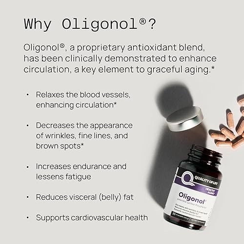 QUALITY OF LIFE OLIGONOL PREMIUM ANTI-AGING SUPPLEMENT LYCHEE EXTRACT, ANTIOXIDANTS, HEART CIRCULATION SUPPORT, 30 C