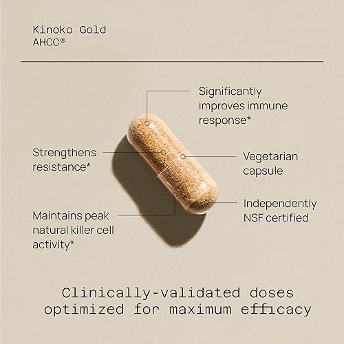 QUALITY OF LIFE PREMIUM KINOKO GOLD AHCC 500MG IMMUNE LIVER SUPPORT SUPPLEMENT, 60 VEG CAPSULES