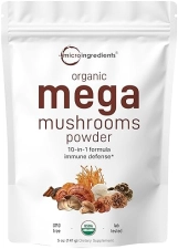MICRO INGREDIENTS ORGANIC MUSHROOM POWDER 10-IN-1 BLEND CHAGA, LION S MANE, CORDYCEPS IMMUNE BRAIN SUPPORT, 5OZ