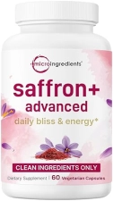 MICRO INGREDIENTS SAFFRON ADVANCED 10-IN-1 MOOD ENERGY SUPPLEMENT, 60 CAPSULES SAFFRON, ASHWAGANDHA, TURMERIC
