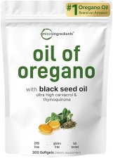MICRO INGREDIENTS OIL OF OREGANO SOFTGELS WITH BLACK SEED OIL, 4X STRENGTH, 300 COUNT, PLANT-BASED, NON-GMO