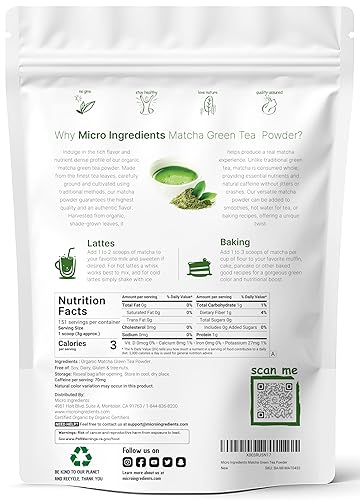 MICRO INGREDIENTS ORGANIC JAPANESE MATCHA GREEN TEA POWDER, 1 LB FIRST HARVEST, PURE, NON-GMO, CULINARY GRADE