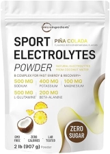 MICRO INGREDIENTS ELECTROLYTE POWDER 2 LBS, 95 SERVINGS SUGAR FREE, PINEAPPLE PIñA COLADA, HYDRATION B VITAMINS