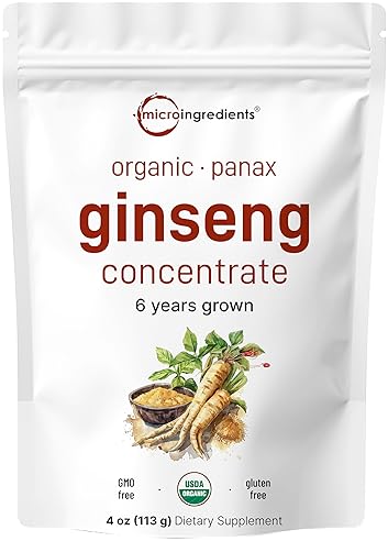 MICRO INGREDIENTS ORGANIC KOREAN RED PANAX GINSENG ROOT POWDER 200 1, 4OZ MAX STRENGTH, VEGAN, ACTIVE GINSENOSIDES