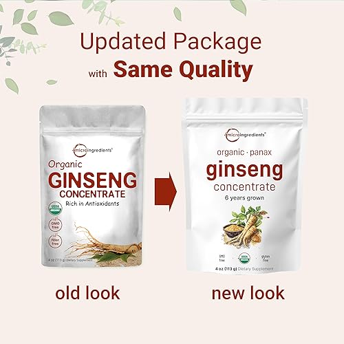 MICRO INGREDIENTS ORGANIC KOREAN RED PANAX GINSENG ROOT POWDER 200 1, 4OZ MAX STRENGTH, VEGAN, ACTIVE GINSENOSIDES