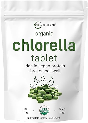 MICRO INGREDIENTS ORGANIC CHLORELLA TABLETS 500MG, 720 COUNT, BROKEN CELL WALL, VEGAN PROTEIN, NON-GMO SUPERFOOD