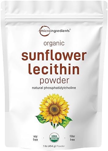 MICRO INGREDIENTS ORGANIC SUNFLOWER LECITHIN POWDER 1LB NON-GMO, COLD PRESSED, FOR LIPOSOMAL VITAMIN C LACTATION