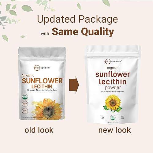 MICRO INGREDIENTS ORGANIC SUNFLOWER LECITHIN POWDER 1LB NON-GMO, COLD PRESSED, FOR LIPOSOMAL VITAMIN C LACTATION