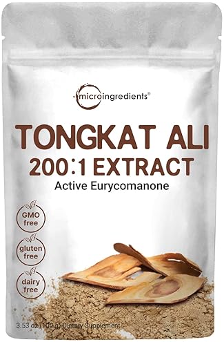 MICRO INGREDIENTS TONGKAT ALI EXTRACT 200 1 POWDER 100G PURE INDONESIAN EURYCOMA LONGIFOLIA ROOT, NON-GMO, NO FILLERS