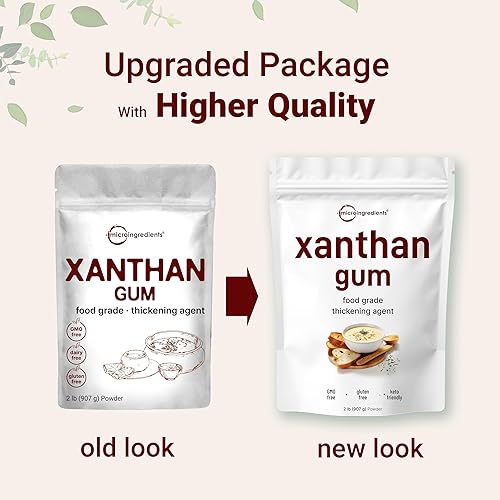 MICRO INGREDIENTS XANTHAN GUM POWDER 2LB PREMIUM UNFLAVORED THICKENER FOR KETO, GLUTEN-FREE BAKING, NON-GMO, VEGAN