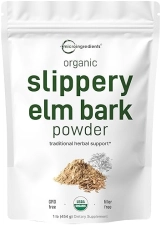 MICRO INGREDIENTS ORGANIC SLIPPERY ELM BARK POWDER 1LB US GROWN, SOOTHES THROAT, NON-GMO, PET FRIENDLY, 648 SERVINGS