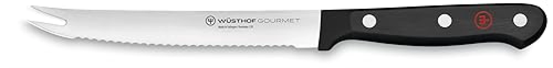 WUSTHOF GOURMET 5-INCH TOMATO KNIFE WITH SERRATED BLADE, BLACK HANDLE PRECISION CUTLERY