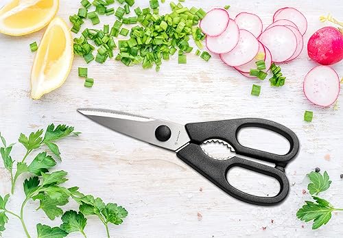 WUSTHOF GOURMET 2-PIECE KITCHEN SET SPREADER KNIFE SHEARS, BLACK HANDLES