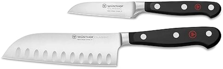WUSTHOF CLASSIC 2-PIECE MINI ASIAN KNIFE SET, BLACK JAPANESE CHEF PARING KNIVES STAINLESS STEEL
