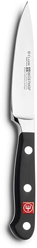 WUSTHOF CLASSIC 4-INCH PARING KNIFE, PRECISION FORGED GERMAN STAINLESS STEEL, BLACK HANDLE