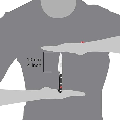 WUSTHOF CLASSIC 4-INCH PARING KNIFE, PRECISION FORGED GERMAN STAINLESS STEEL, BLACK HANDLE