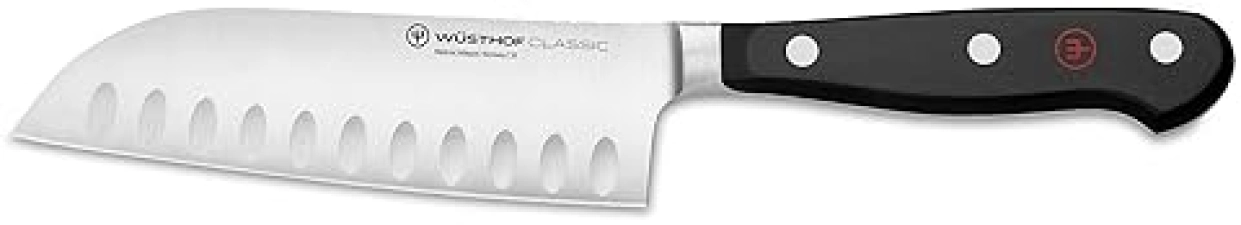 WUSTHOF CLASSIC 5-INCH SANTOKU KNIFE HIGH-CARBON STAINLESS STEEL CHEF S KNIFE, BLACK HANDLE