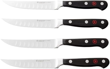 WUSTHOF CLASSIC 4-PIECE STEAK KNIFE SET WITH HOLLOW EDGE BLADES PREMIUM GERMAN CUTLERY