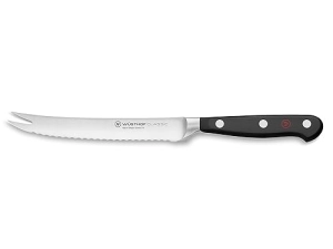 WUSTHOF CLASSIC 5-INCH TOMATO KNIFE WITH SERRATED BLADE, BLACK HANDLE PRECISION KITCHEN CUTLERY