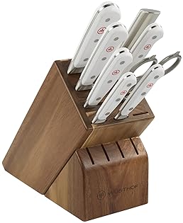 WUSTHOF CLASSIC WHITE 9-PIECE KNIFE BLOCK SET PREMIUM GERMAN CUTLERY SET FOR KITCHEN