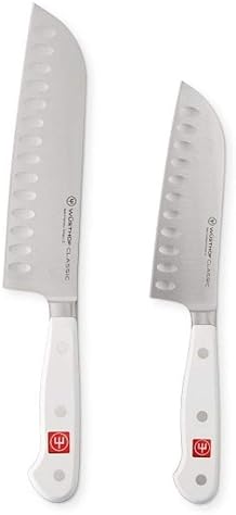 WUSTHOF CLASSIC 7-INCH SANTOKU KNIFE, WHITE HANDLE JAPANESE CHEF S KNIFE FOR CHOPPING SLICING