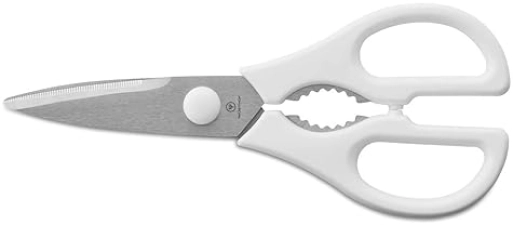 WUSTHOF KITCHEN SHEARS, HEAVY DUTY STAINLESS STEEL SCISSORS, ONE SIZE, WHITE HANDLE