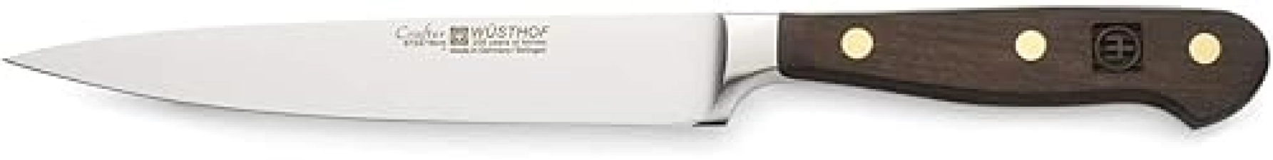 WUSTHOF CRAFTER 6-INCH UTILITY KNIFE, PREMIUM GERMAN STAINLESS STEEL, BLACK HANDLE