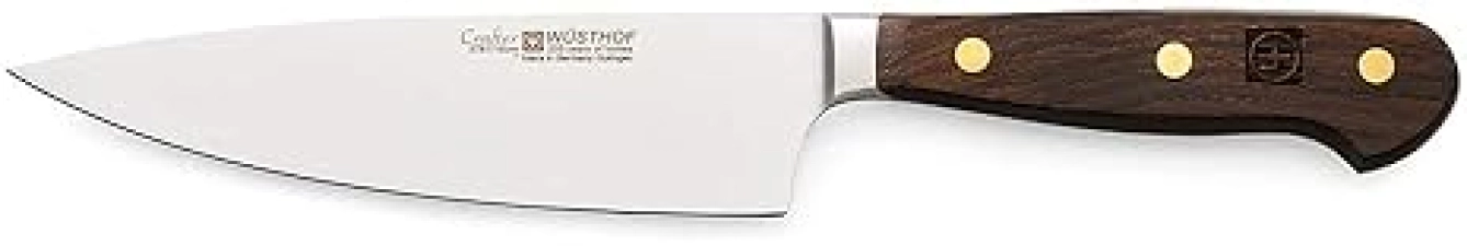 WUSTHOF CRAFTER 6-INCH CHEFS KNIFE PREMIUM GERMAN STAINLESS STEEL, BROWN WOOD HANDLE