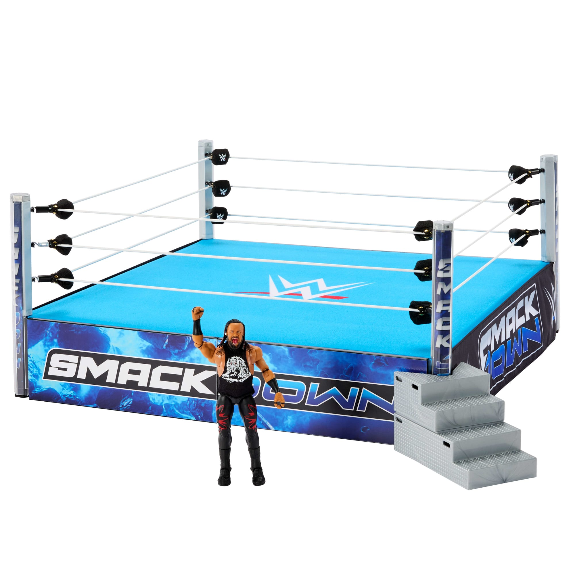 WWE SMACK DOWN WRESTLING RING AND WWE ULTIMATE EDITION JACOB FATU FIGURE