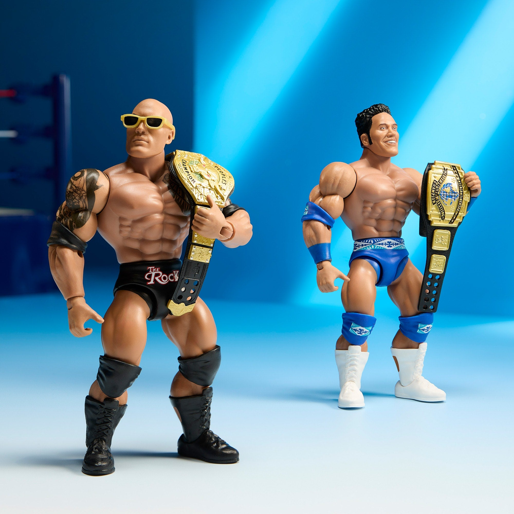 WWE SUPERSTARS ROCKY MAIVIA AND THE ROCK 2-PACK COLLECTIBLE ACTION FIGURE